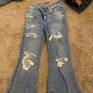 American Eagle Outfitters Ripped Blue Flare Jeans